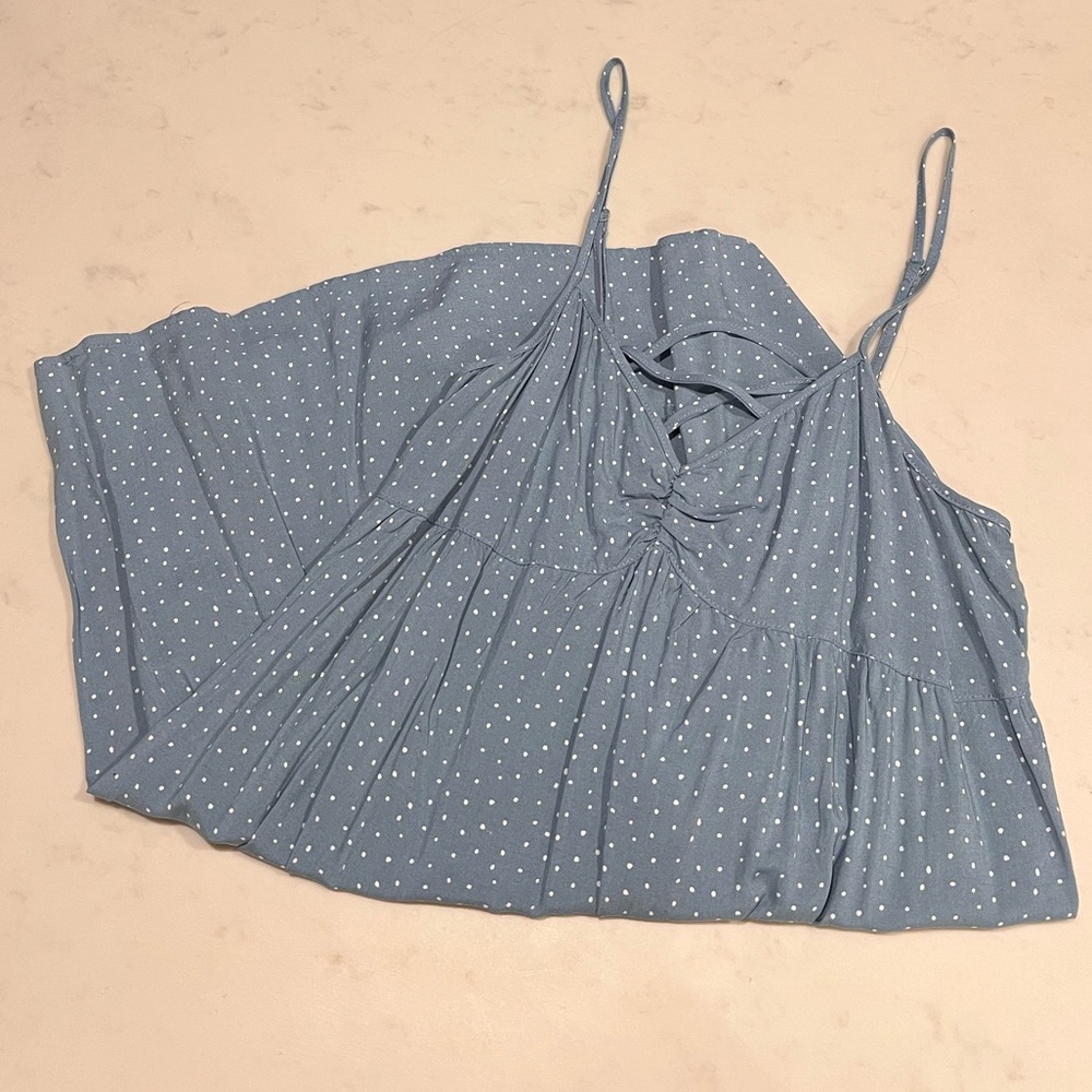 Blue and White Polka Dot Mini Dress